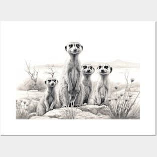 Meerkat Animal Discovery Wild Nature Ink Sketch Style Posters and Art